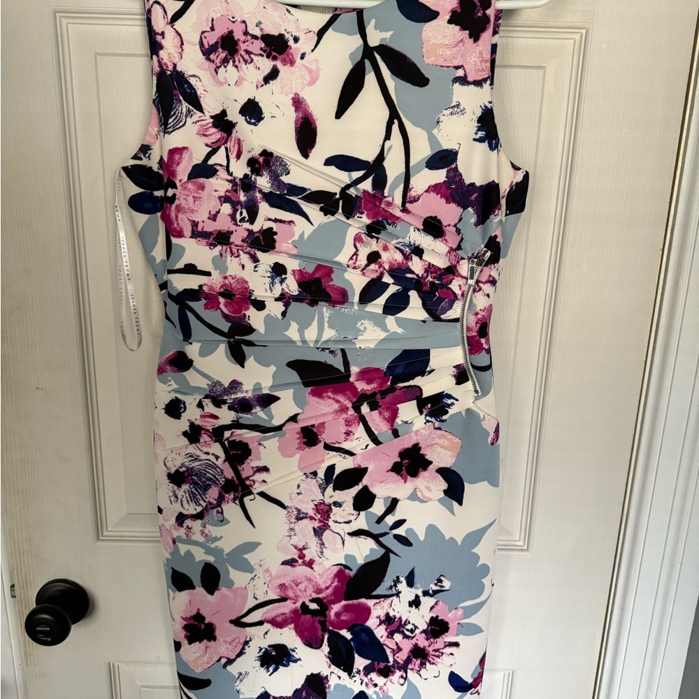 Ivanka Trump Floral Midi Dress - Pink and Blue